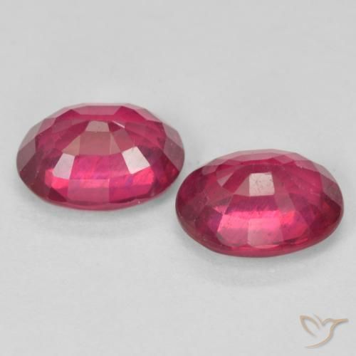 Ruby Gemstones in 8 x 6 mm (calibrated) Size for Sale, Ruby Stones in Pinkish Red Color