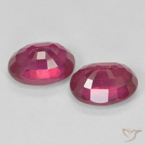 Ruby Gemstones in 8 x 6 mm (calibrated) Size for Sale, Ruby Stones in Medium Dark-Red Color