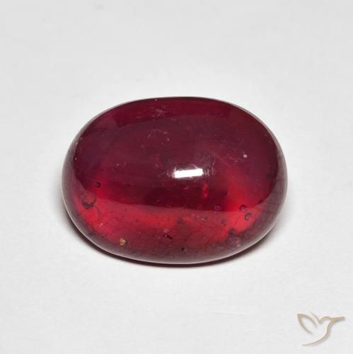 14.86ct Oval Cabochon Red Ruby from Madagascar, Dimension 16.1 x 11.9mm, Natural fracture filled Gemstone, Translucent Clarity, 1 piece Ruby in Medium Red Color, Mohs Hardness of 9 suitable for daily wear jewelry, July Birthstone, Photo A