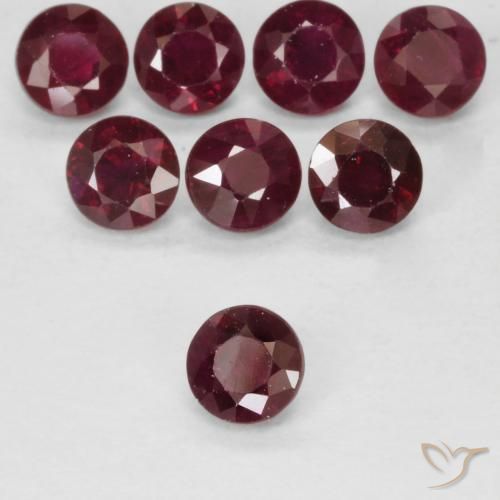 1.86 ctw Red Ruby Stones, Natural Ruby in Round Facet Shape for Sale