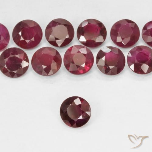2.33 ctw Red Ruby Stones, Natural Ruby in Round Facet Shape for Sale
