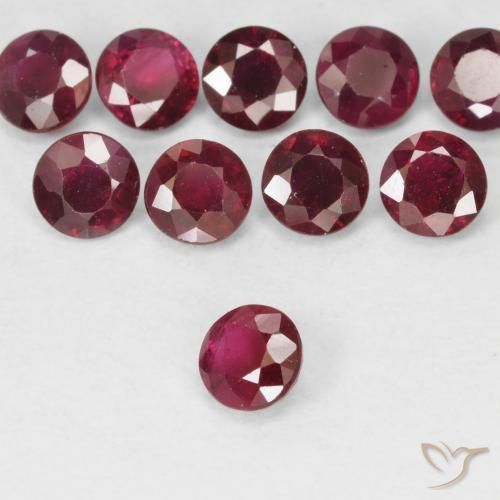 2.66 ctw Red Ruby Stones, Natural Ruby in Round Facet Shape for Sale