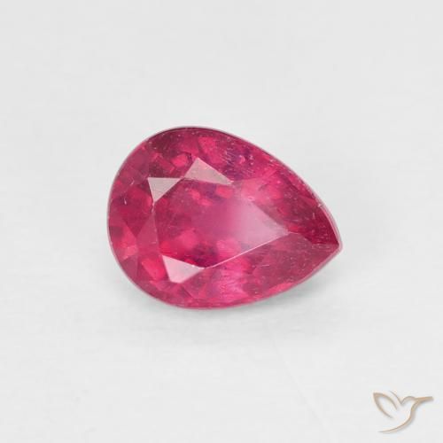 0.90 ct Red Ruby Stone, Natural Ruby in Pear Facet Shape for Sale