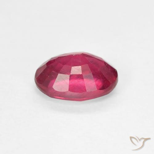 Ruby Gemstone in 7 x 5 mm (calibrated) Size for Sale, Ruby Stone in Medium Dark-Red Color