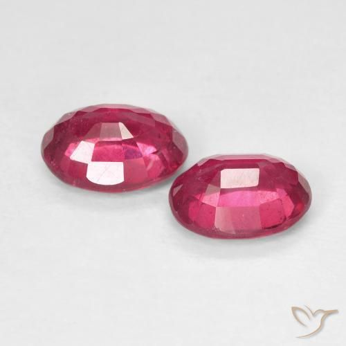 Ruby Gemstones in 7 x 5 mm (calibrated) Size for Sale, Ruby Stones in Deep Reddish Pink Color
