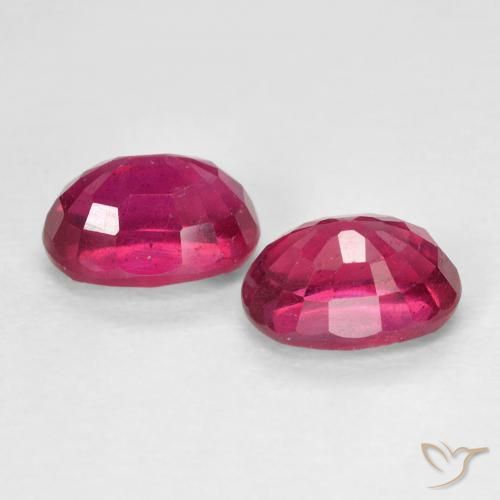 Ruby Gemstones in 7 x 5 mm (calibrated) Size for Sale, Ruby Stones in Deep Reddish Pink Color
