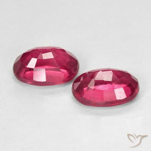 Ruby Gemstones in 7 x 5 mm (calibrated) Size for Sale, Ruby Stones in Deep Reddish Pink Color
