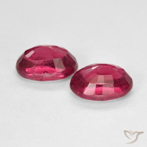 Ruby Gemstones in 7 x 5 mm (calibrated) Size for Sale, Ruby Stones in Medium Dark-Red Color