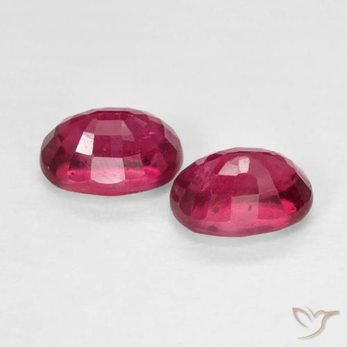 Ruby Gemstones in 7 x 5 mm (calibrated) Size for Sale, Ruby Stones in Deep Reddish Pink Color