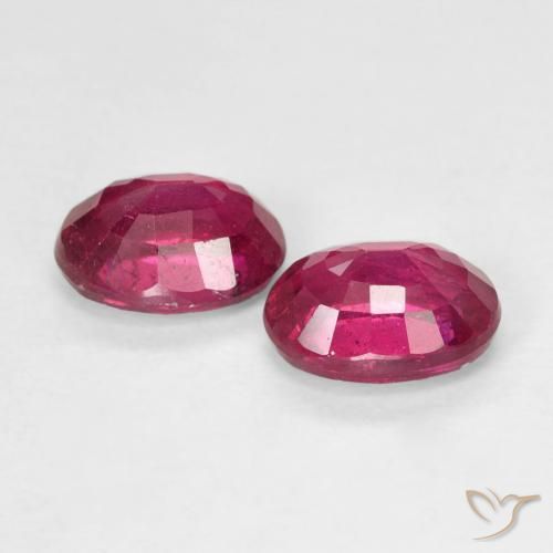 Ruby Gemstones in 7 x 5.3 mm Size for Sale, Ruby Stones in Deep Reddish Pink Color