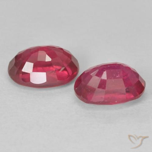 Ruby Gemstones in 7 x 5 mm (calibrated) Size for Sale, Ruby Stones in Light Red Color