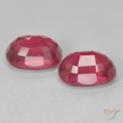 Ruby Gemstones in 7 x 5 mm (calibrated) Size for Sale, Ruby Stones in Light Red Color