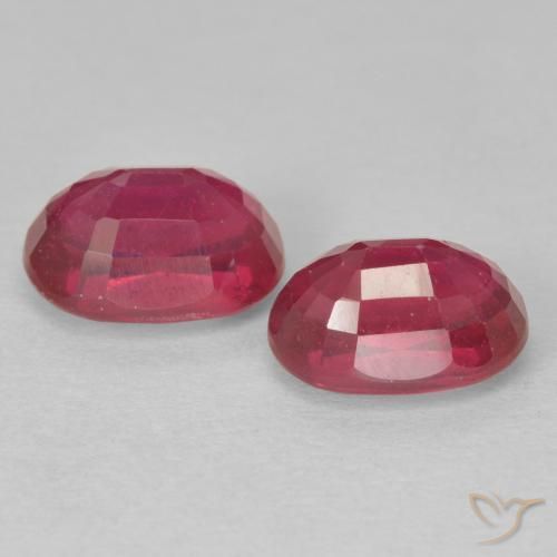 Ruby Gemstones in 7.1 x 5.3 mm Size for Sale, Ruby Stones in Medium Dark-Red Color