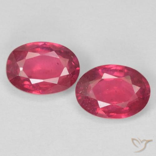 2.05ctw Natural Deep Reddish Pink Rubies, Oval, VS