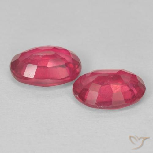 Ruby Gemstones in 7 x 5 mm (calibrated) Size for Sale, Ruby Stones in Deep Reddish Pink Color