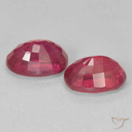Ruby Gemstones in 7.1 x 5.3 mm Size for Sale, Ruby Stones in Medium Dark-Red Color