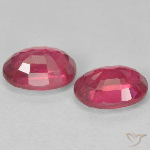 Ruby Gemstones in 7 x 5 mm (calibrated) Size for Sale, Ruby Stones in Light Red Color
