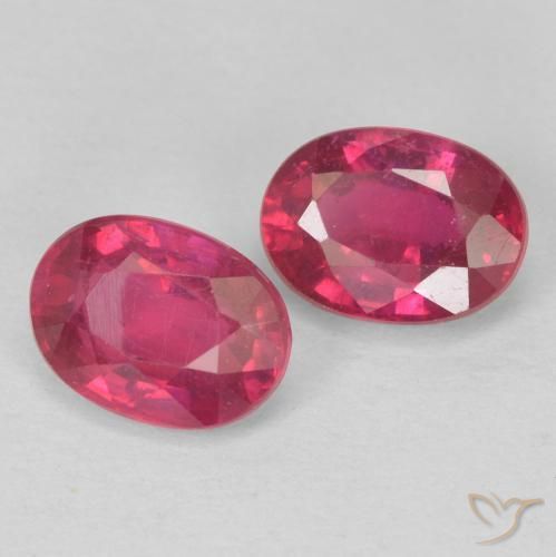 2.12 ctw Red Ruby Stones, Natural Ruby in Oval Facet Shape for Sale