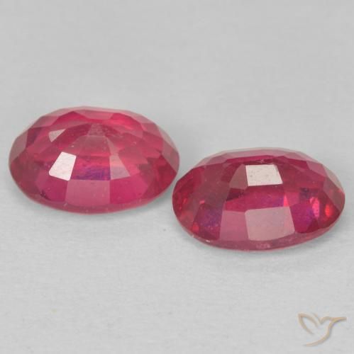 Ruby Gemstones in 7 x 5 mm (calibrated) Size for Sale, Ruby Stones in Light Red Color