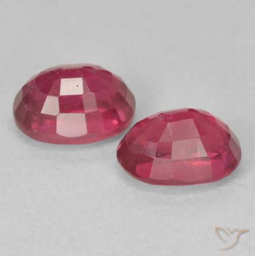 Ruby Gemstones in 7 x 5 mm (calibrated) Size for Sale, Ruby Stones in Light Red Color
