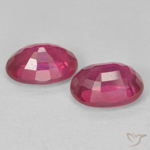 Ruby Gemstones in 7 x 5 mm (calibrated) Size for Sale, Ruby Stones in Light Red Color