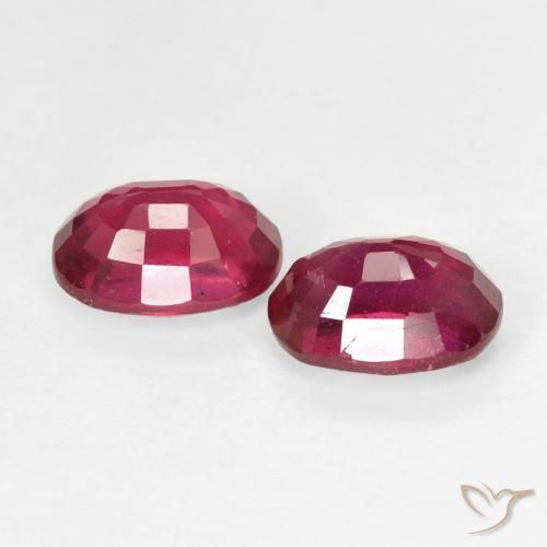 Ruby Gemstones in 7 x 5 mm (calibrated) Size for Sale, Ruby Stones in Medium Dark-Red Color
