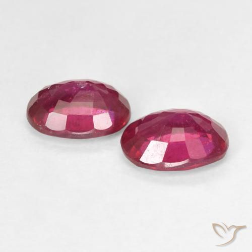 Ruby Gemstones in 7 x 5 mm (calibrated) Size for Sale, Ruby Stones in Light Red Color