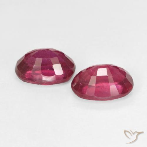 Ruby Gemstones in 7 x 5 mm (calibrated) Size for Sale, Ruby Stones in Pinkish Red Color