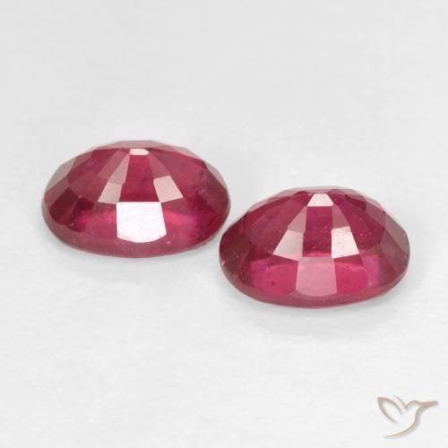 Ruby Gemstones in 7 x 5 mm (calibrated) Size for Sale, Ruby Stones in Medium Dark-Red Color