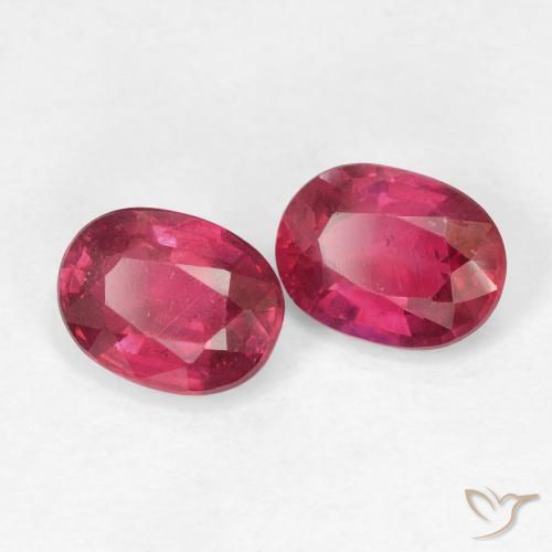 2.06 ctw Red Ruby Stones, Natural Ruby in Oval Facet Shape for Sale