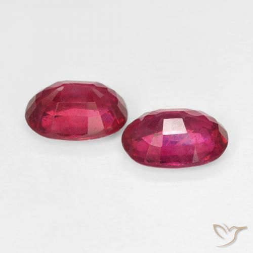 Ruby Gemstones in 7 x 5 mm (calibrated) Size for Sale, Ruby Stones in Deep Reddish Pink Color