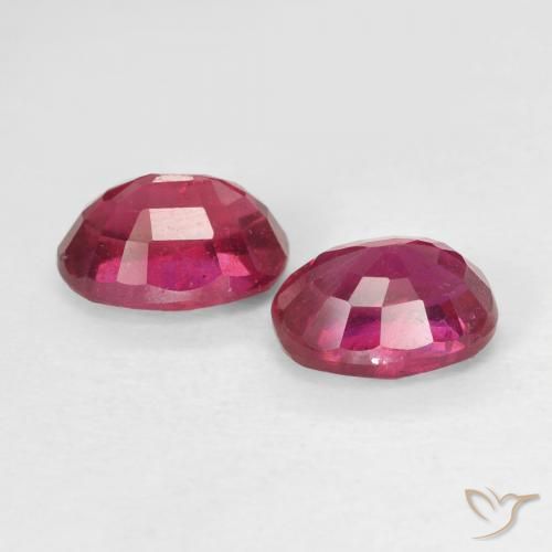 Ruby Gemstones in 7 x 5 mm (calibrated) Size for Sale, Ruby Stones in Medium Dark-Red Color