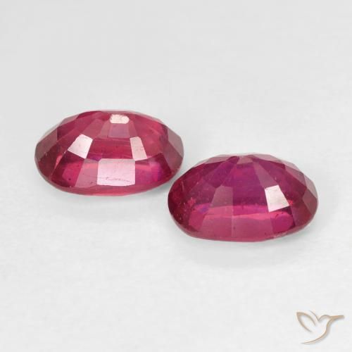Ruby Gemstones in 7 x 5 mm (calibrated) Size for Sale, Ruby Stones in Light Red Color