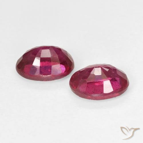 Ruby Gemstones in 7 x 5 mm (calibrated) Size for Sale, Ruby Stones in Reddish Pink Color
