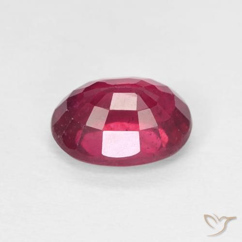 Ruby Gemstone in 8 x 6 mm (calibrated) Size for Sale, Ruby Stone in Medium Dark-Red Color