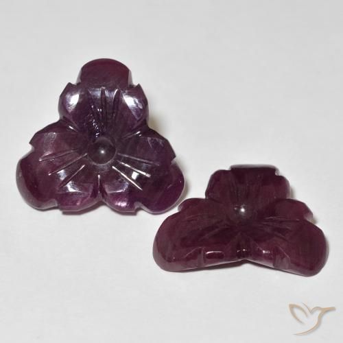 19.71 ctw Red Ruby Stones, Natural Ruby in Carved Flower Shape for Sale