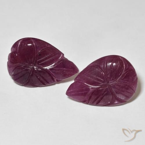 14.04ctw Natural Raspberry Red Rubies, Flower Cut, Opaque