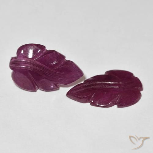 6.13 ctw Purple Ruby Stones, Natural Ruby in Carved Leaf Shape for Sale