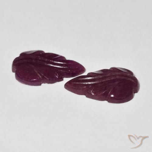 Ruby Gemstones in 12.8 x 7.9 mm Size for Sale, Ruby Stones in Medium Dark-Purple Color