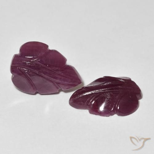 7.29 ctw Purple Ruby Stones, Natural Ruby in Carved Leaf Shape for Sale