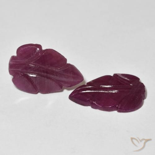 7.08 ctw Purple Ruby Stones, Natural Ruby in Carved Leaf Shape for Sale