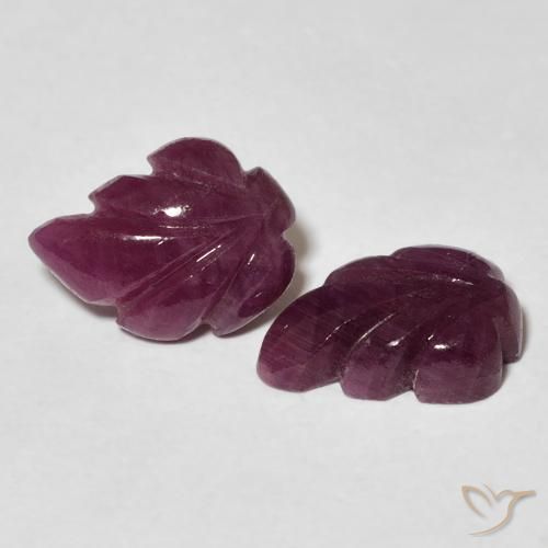 4.36 ctw Purple Ruby Stones, Natural Ruby in Carved Leaf Shape for Sale