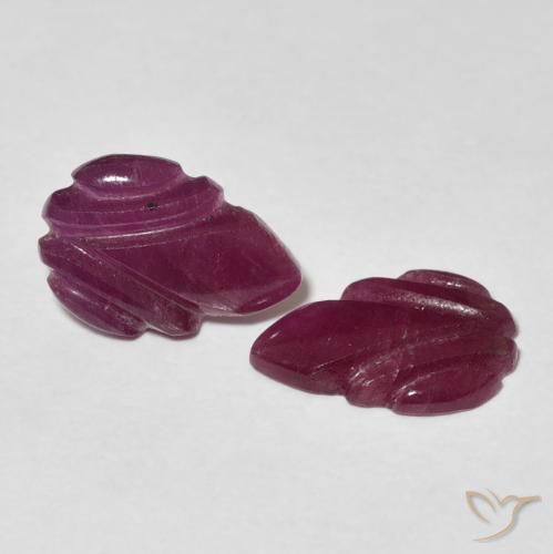 3.20 ctw Purple Ruby Stones, Natural Ruby in Carved Leaf Shape for Sale