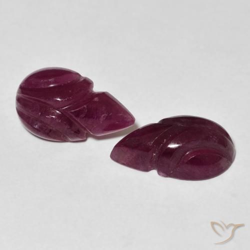 6.21 ctw Purple Ruby Stones, Natural Ruby in Carved Leaf Shape for Sale