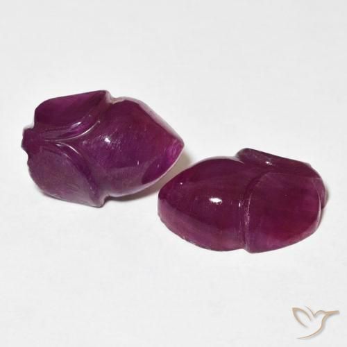 11.57 ctw Purple Ruby Stones, Natural Ruby in Carved Flower Shape for Sale