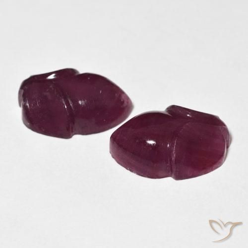 Ruby Gemstones in 14.3 x 10 mm Size for Sale, Ruby Stones in Medium Dark-Purple Color