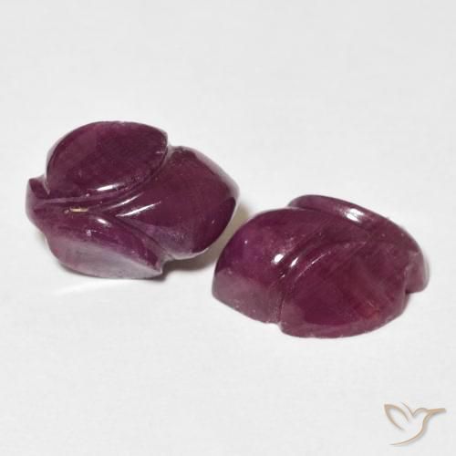 7.42 ctw Purple Ruby Stones, Natural Ruby in Carved Flower Shape for Sale