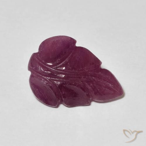 3.21 ct Purple Ruby Stone, Natural Ruby in Carved Leaf Shape for Sale