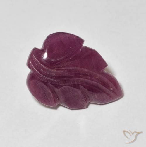 4.64 ct Purple Ruby Stone, Natural Ruby in Carved Leaf Shape for Sale