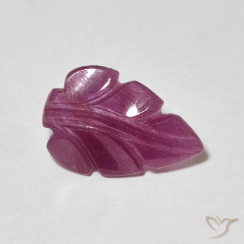 1.66 ct Purple Ruby Stone, Natural Ruby in Carved Leaf Shape for Sale